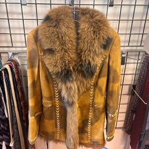 Vintage Miss Co&Co paris Leather Blazer/Jacket with Fox fur Collar